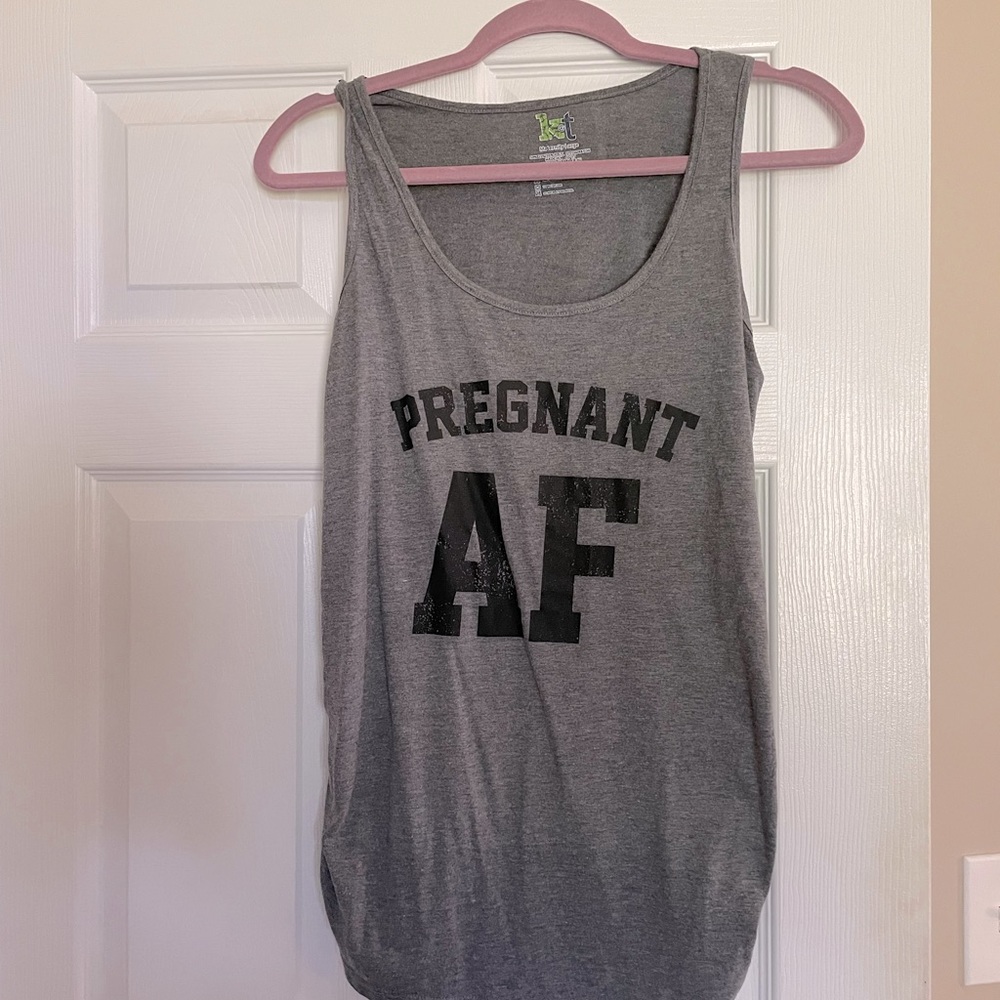Gray Tank Top with Bold Black Print